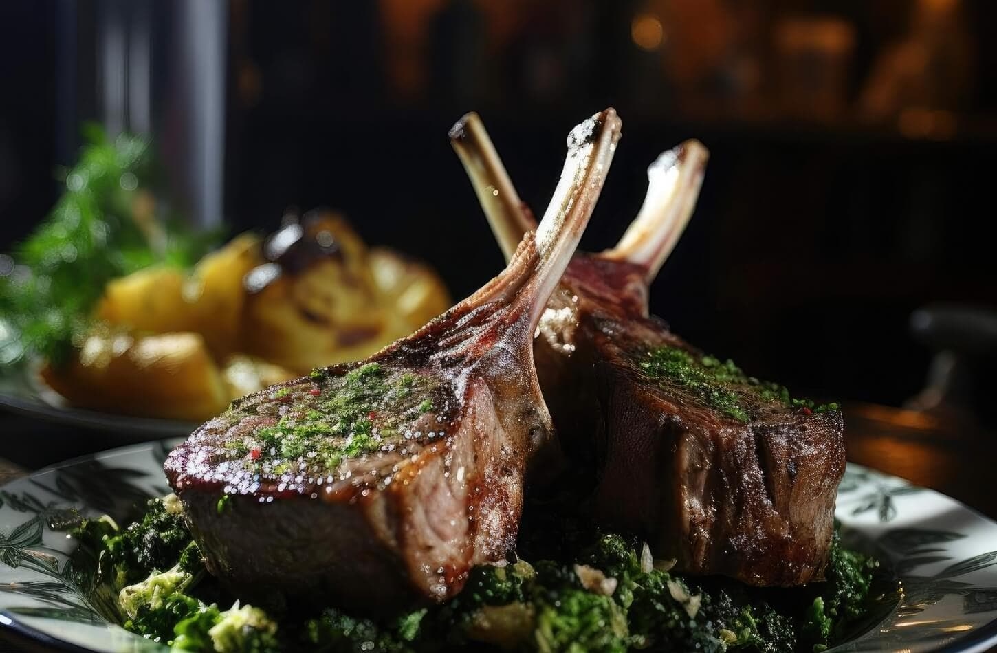 Herzhafte lamm mit appetitlichen beilagen